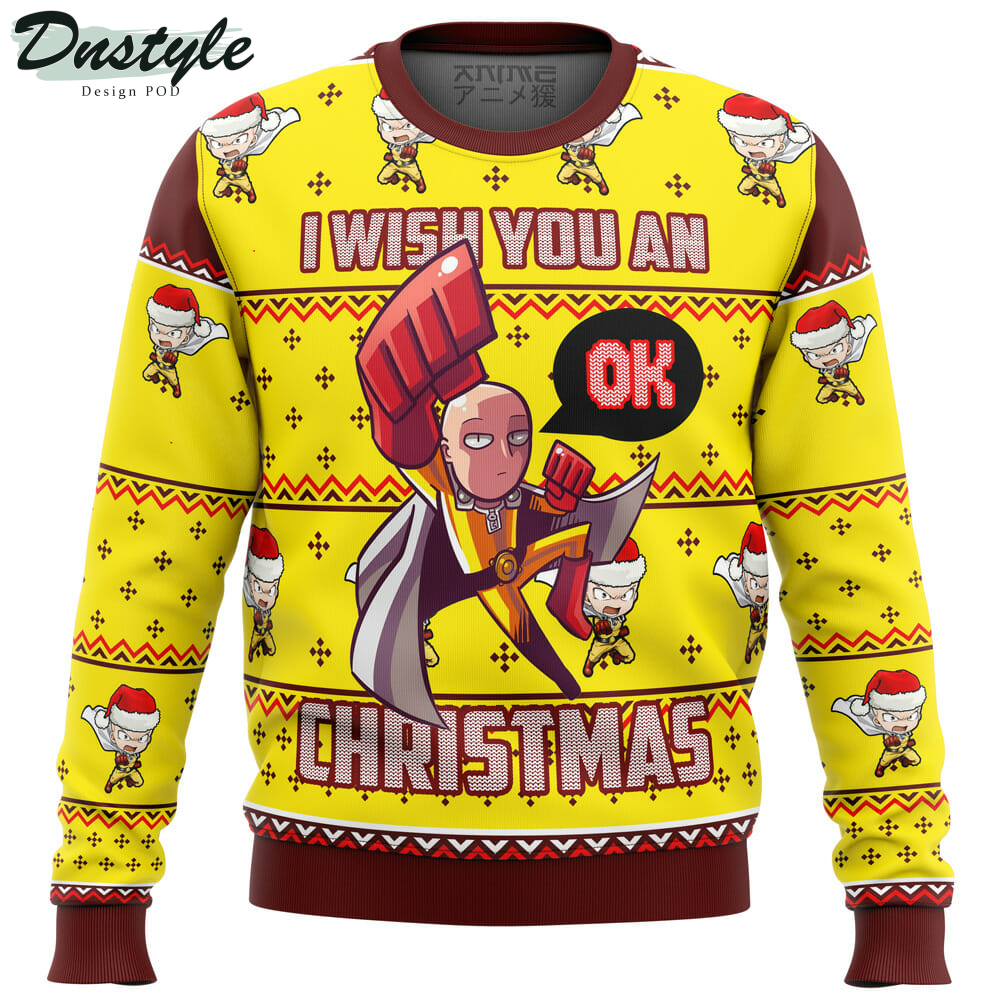 One Punch Saitama Ok Ugly Christmas Sweater
