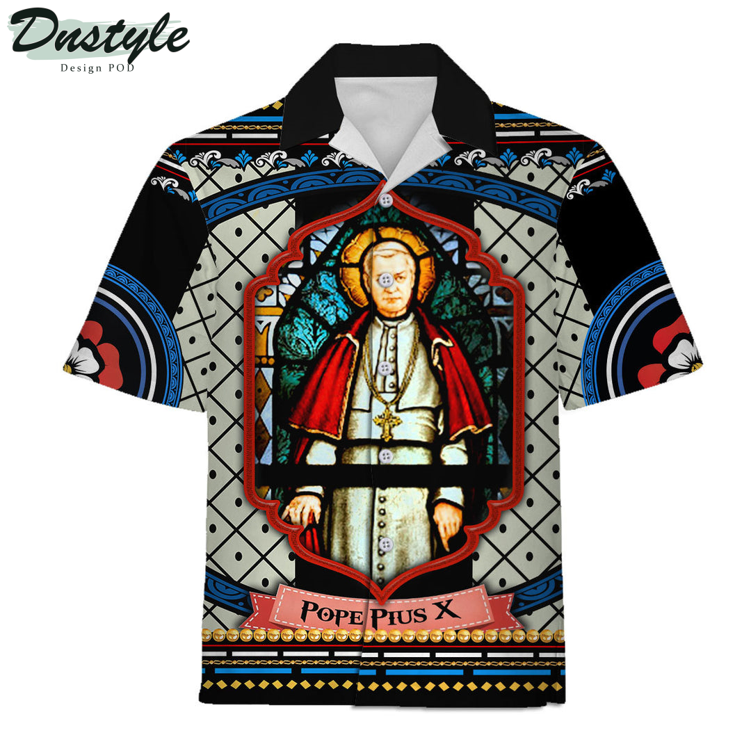 Pope Pius X Stained Glass Hawaiian Shirt And Short
