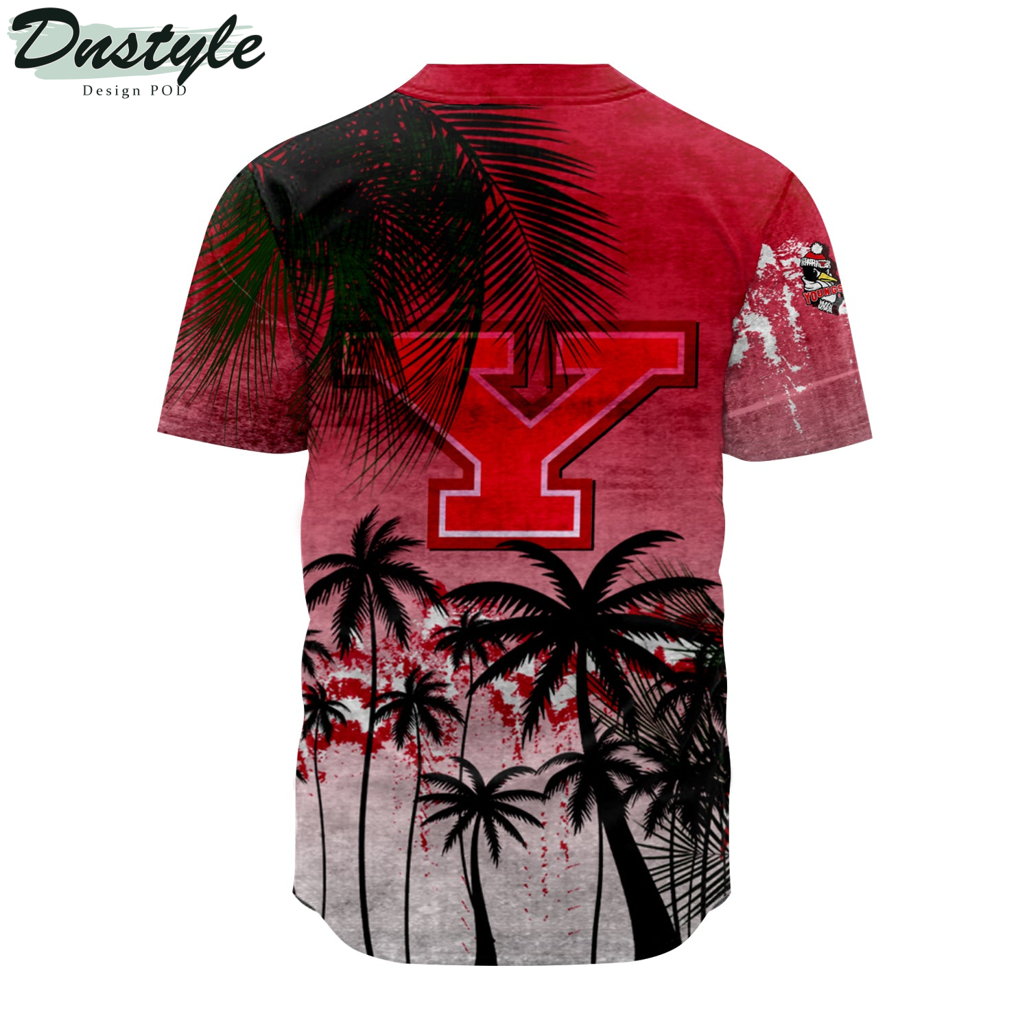 Youngstown State Penguins Baseball Jersey Coconut Tree Tropical Grunge