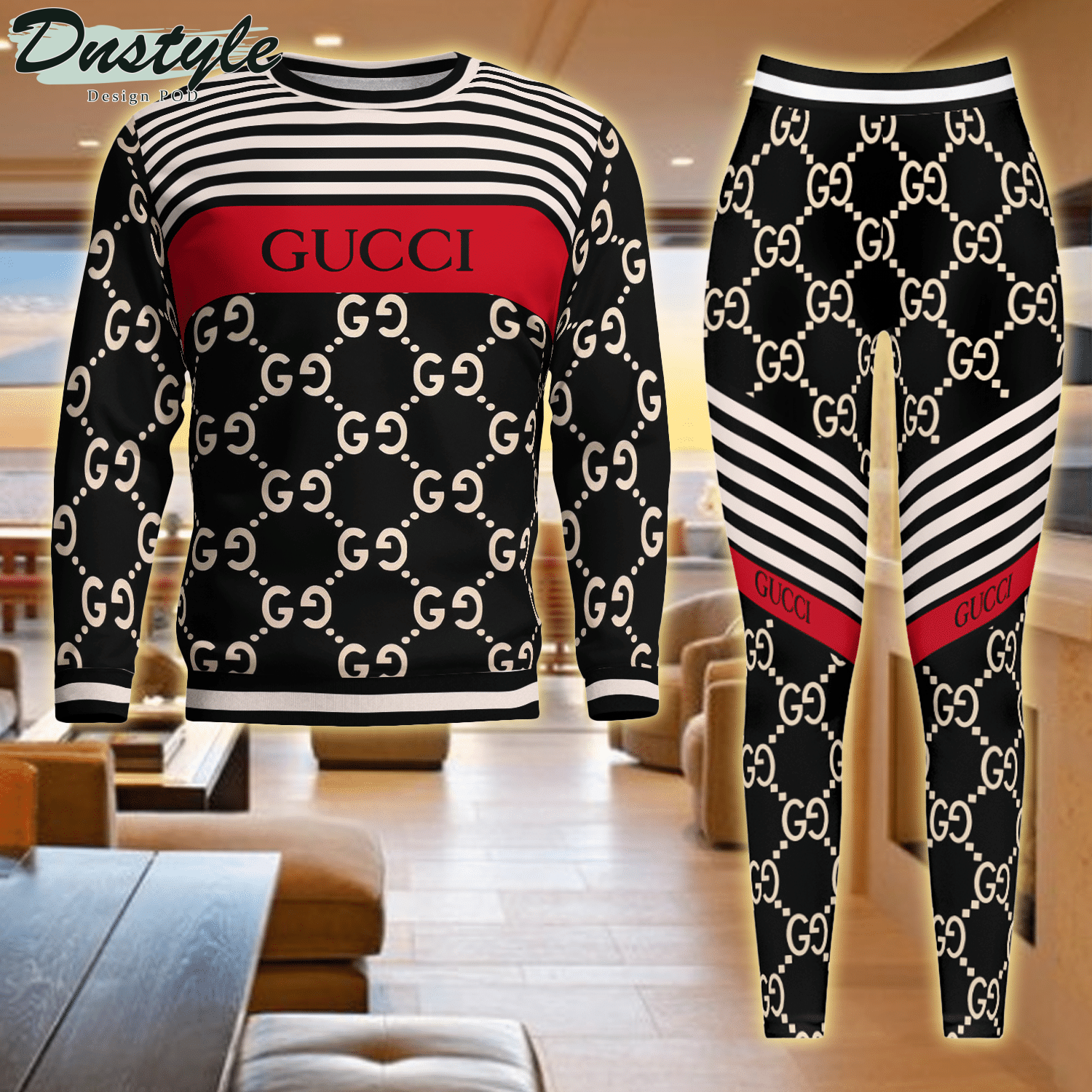 Gucci Monogram Black ugly sweater and legging