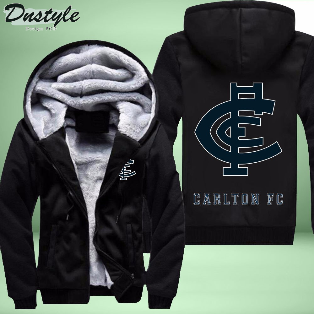 Carlton Football Club Fleece Hoodie Zipper Velvet