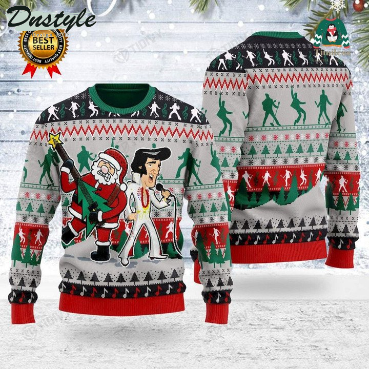 Elvis Presley Feat Santa Christmas Long Live The King Elvis 2022 Ugly Christmas Sweater