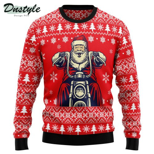 Santa Claus Ride A Motorcycle Ugly Christmas Sweater