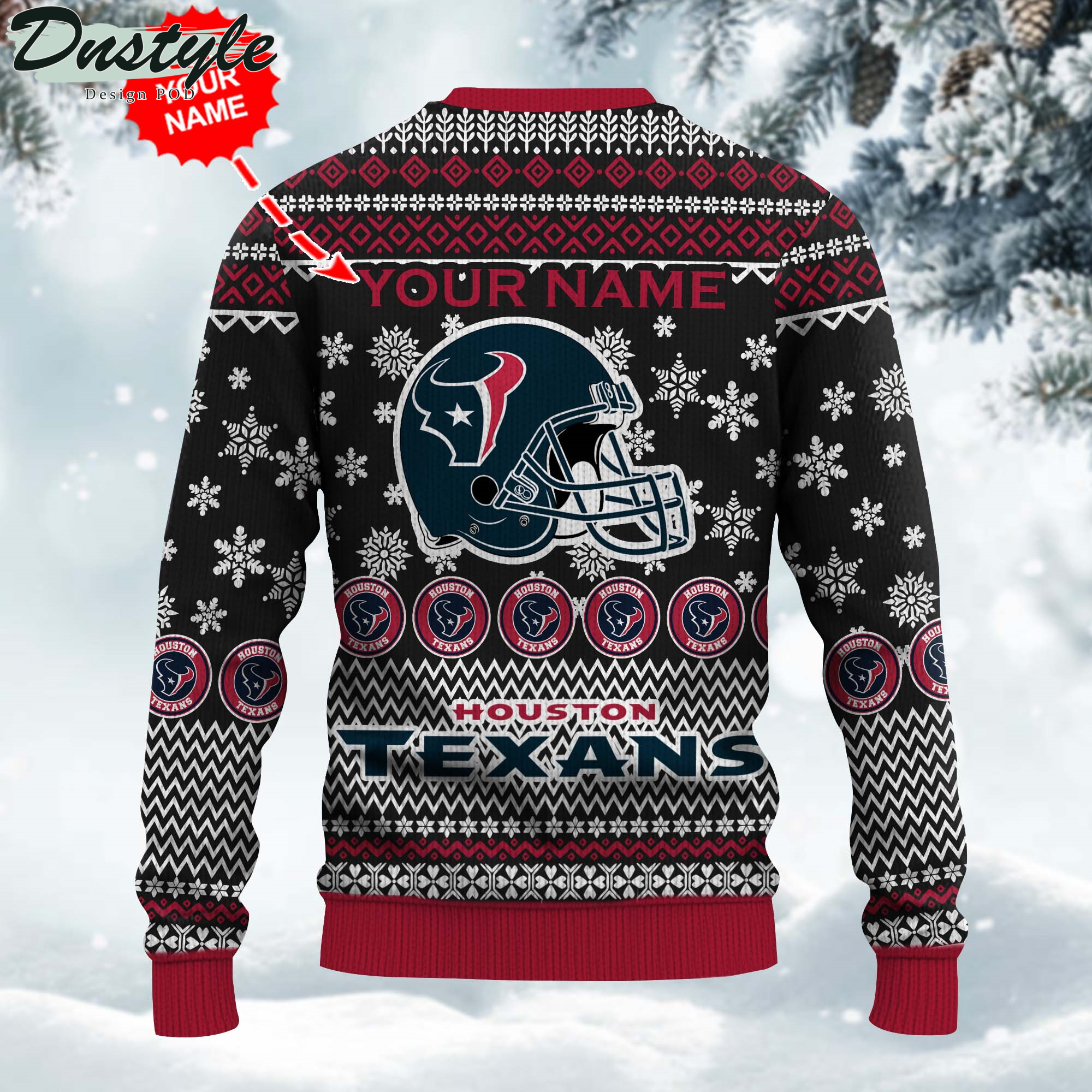 NFL Houston Texans Ugly Wool Custom Name Sweater