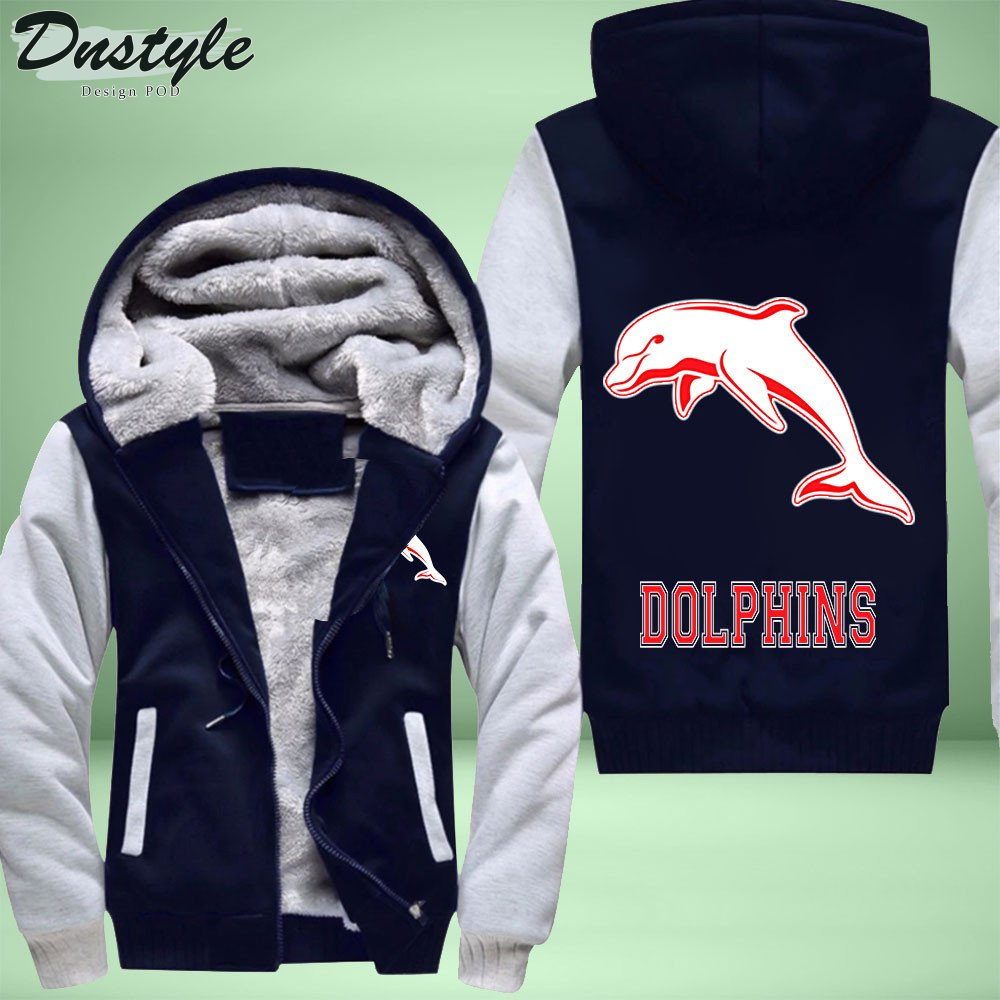 Dolphins Fleece Hoodie Zipper Velvet