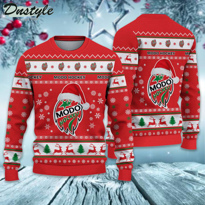 Modo Hockey santa hat ugly christmas sweater