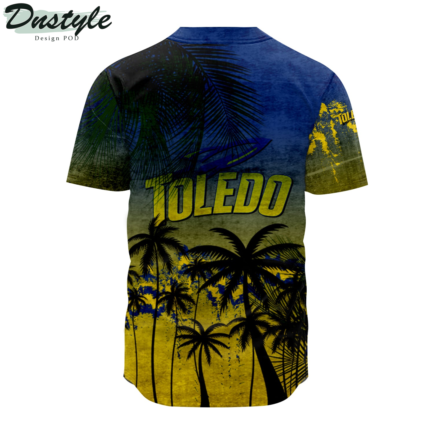 Toledo Rockets Baseball Jersey Coconut Tree Tropical Grunge