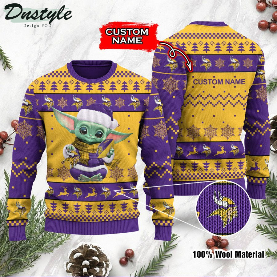 Green Bay Packers Baby Yoda Custom Name Ugly Christmas Sweater