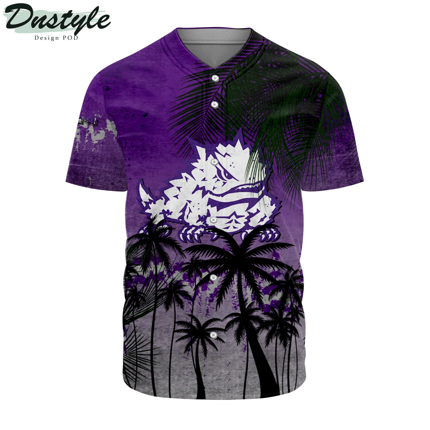 TCU Horned Frogs Baseball Jersey Coconut Tree Tropical Grunge