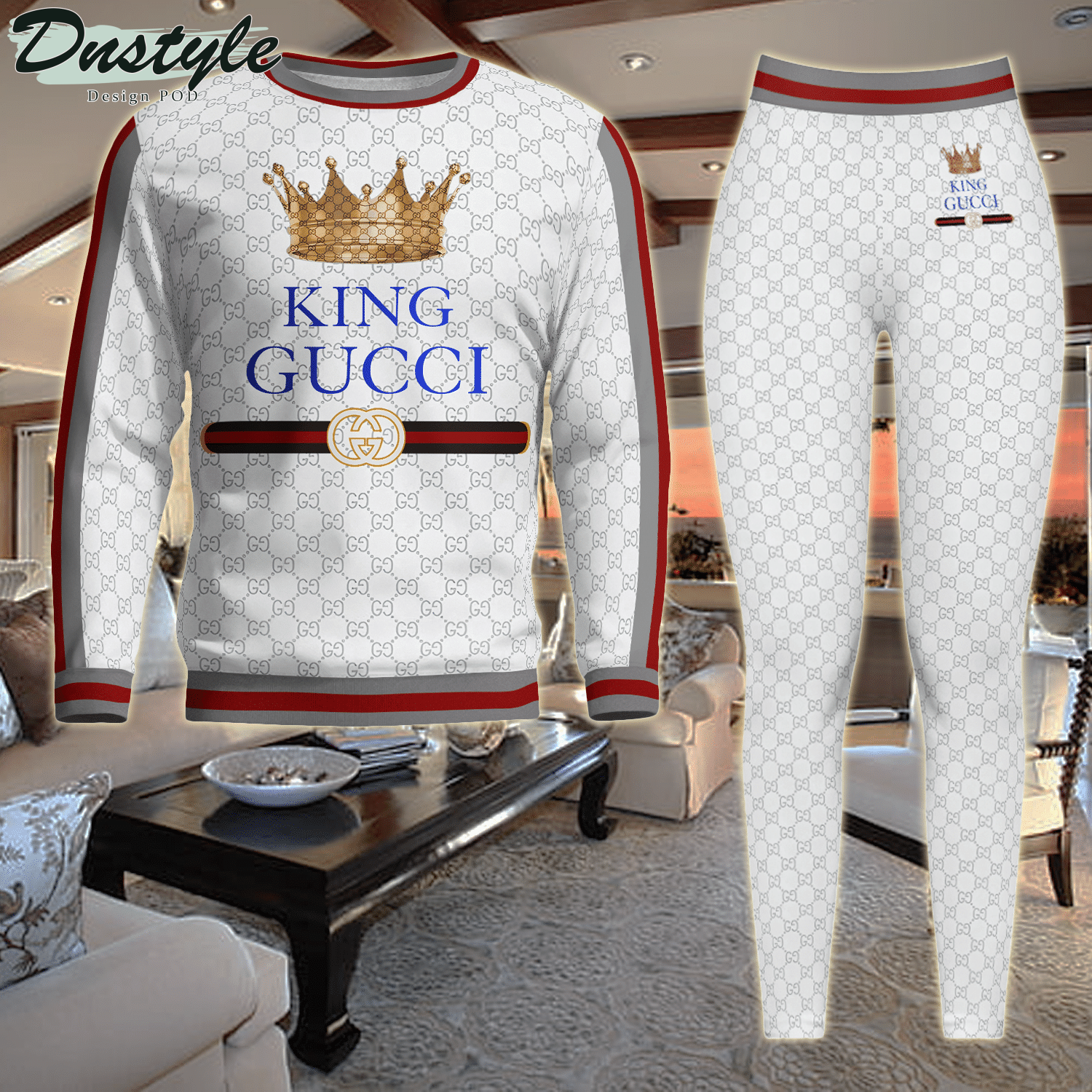 King Gucci White ugly sweater and legging