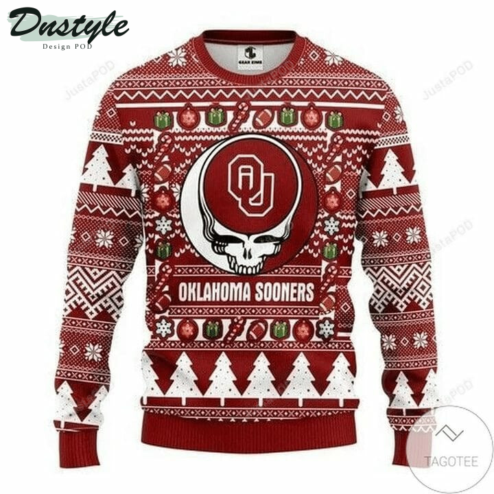 Oklahoma Sooners Skull Ugly Christmas Wool Sweater