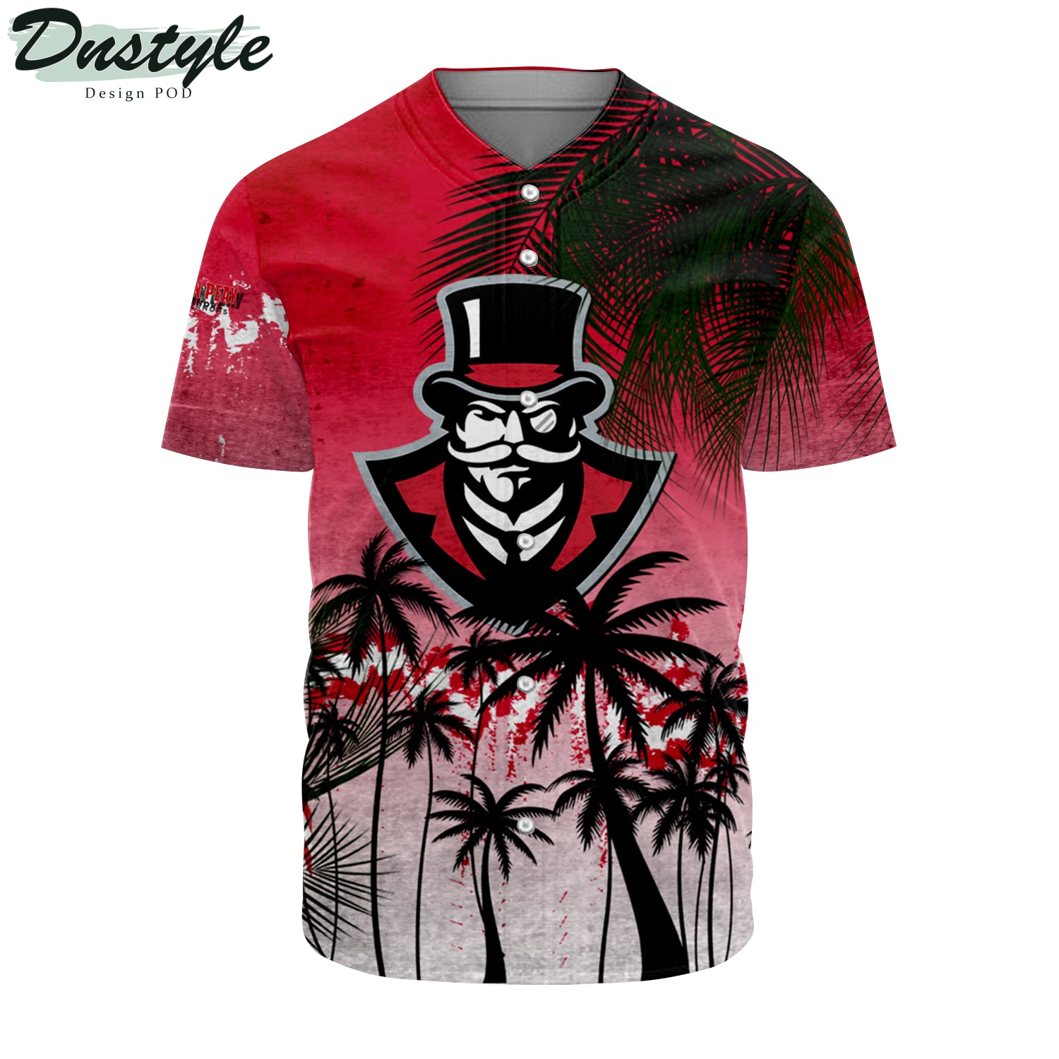 Austin Peay Governors Coconut Tree Tropical Grunge Baseball Jersey