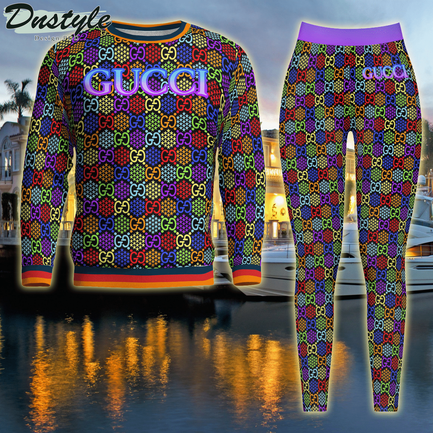 Gucci Colorful Pixel ugly sweater and legging