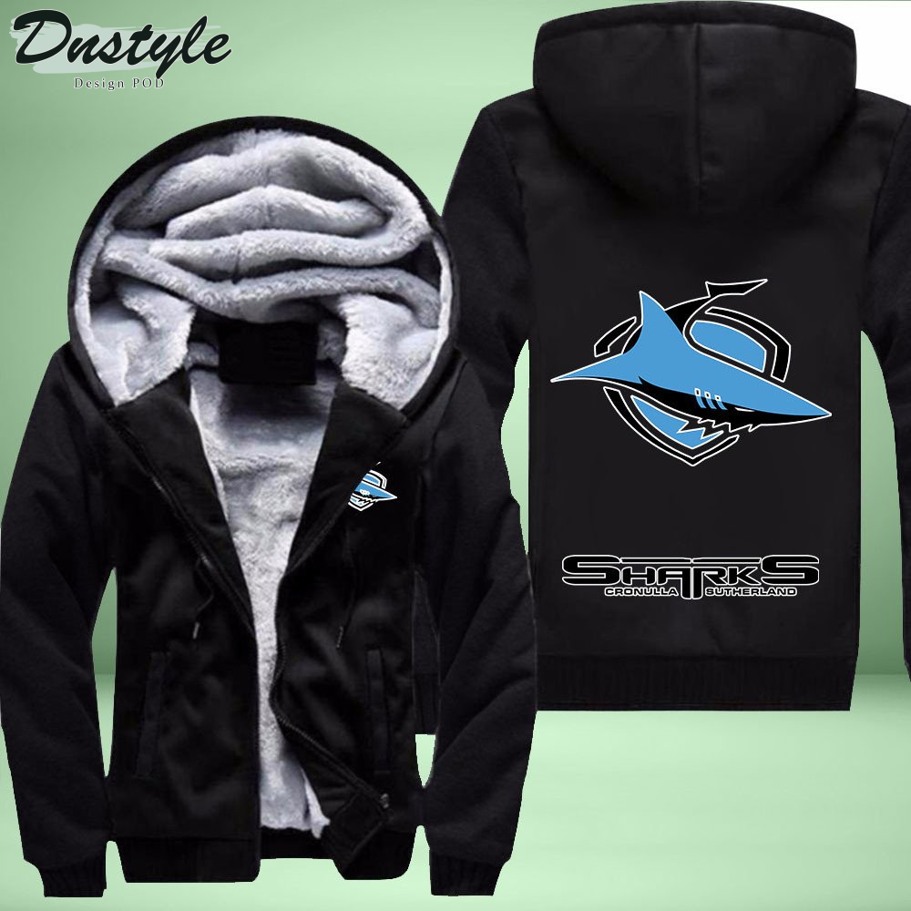 Cronulla Sharks Fleece Hoodie Zipper Velvet