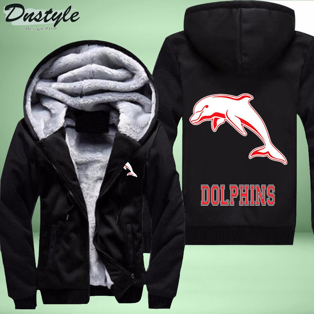 Dolphins Fleece Hoodie Zipper Velvet