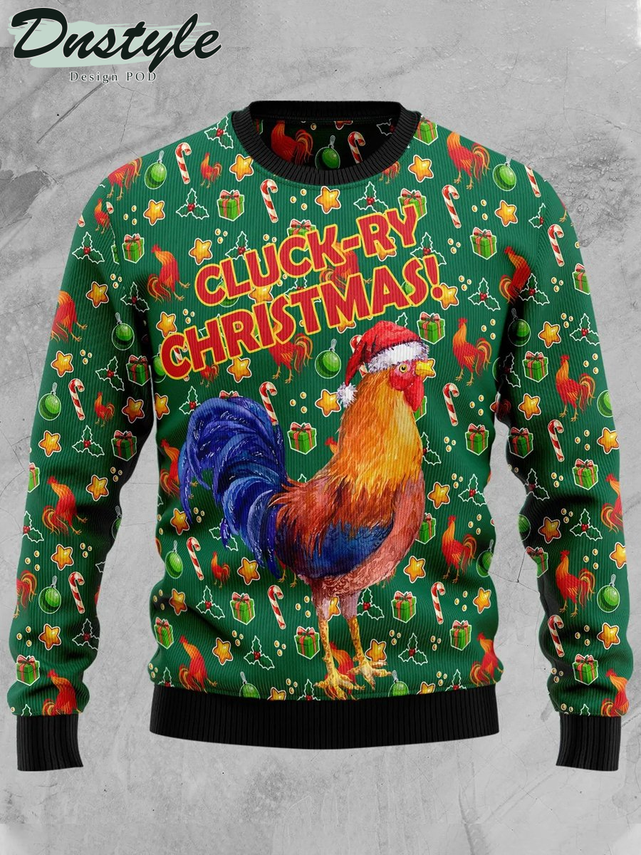 Cluck-ry Christmas Chicken Fun Ugly Sweater