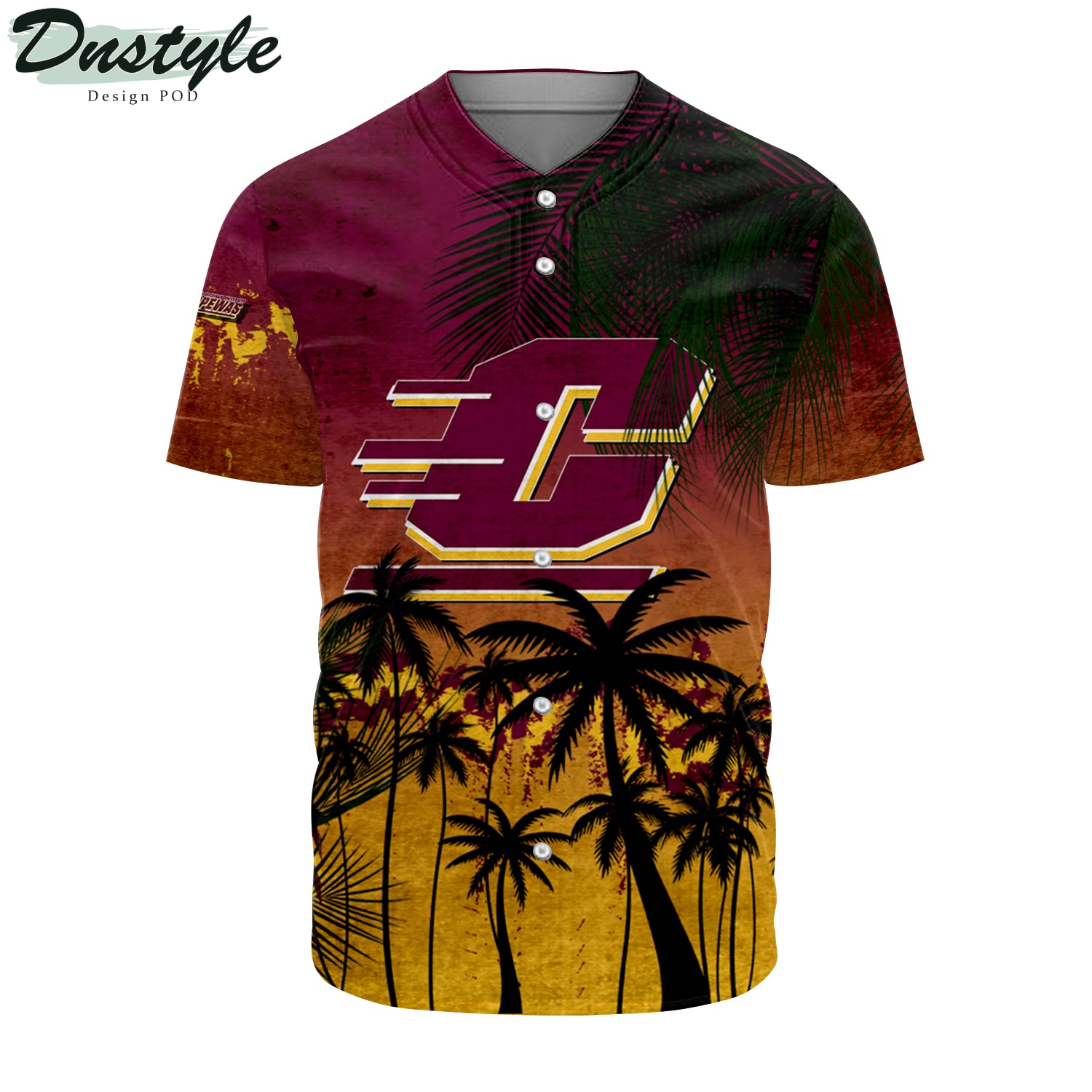 Charleston Southern Buccaneers Coconut Tree Tropical Grunge Baseball Jersey