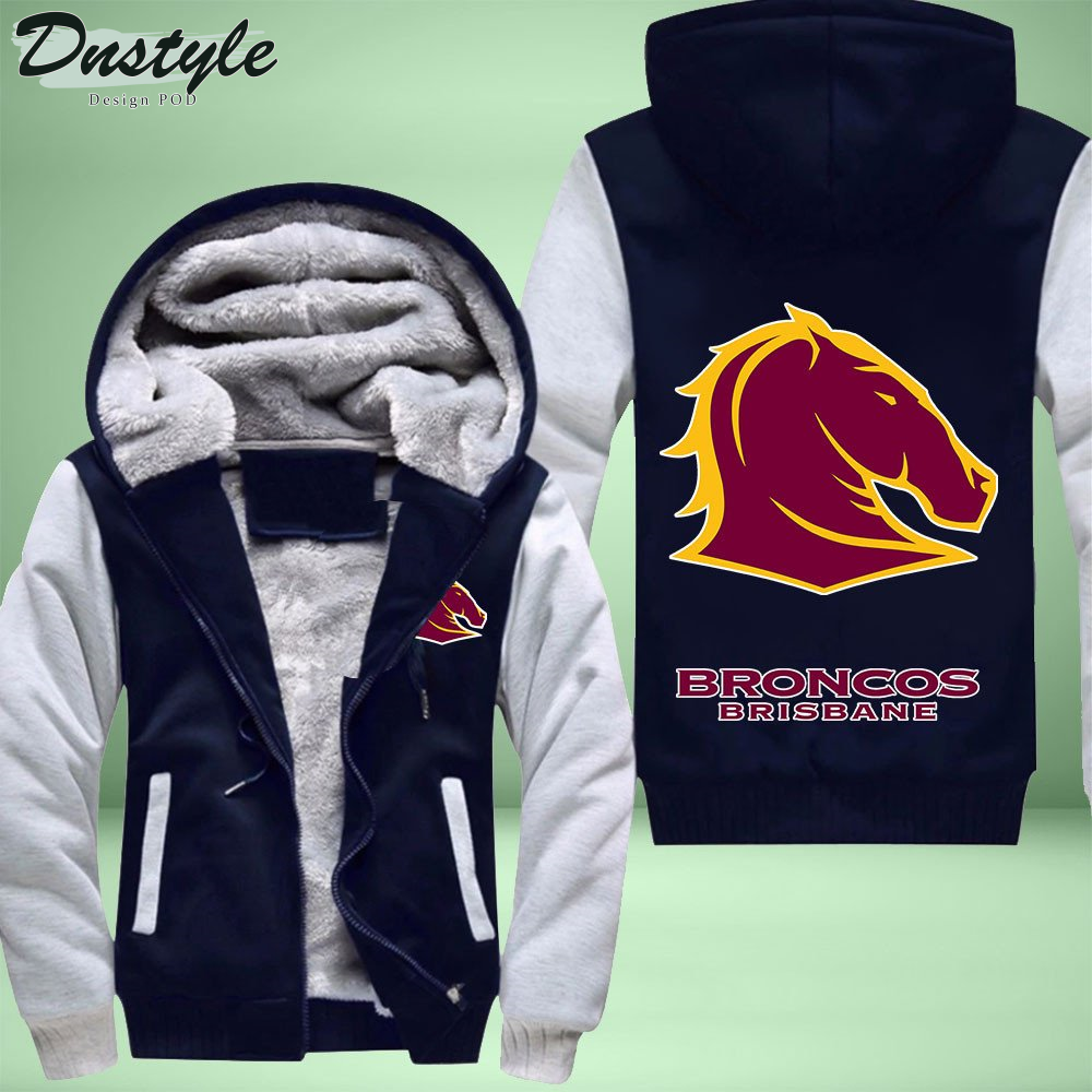 Brisbane Broncos Fleece Hoodie Zipper Velvet