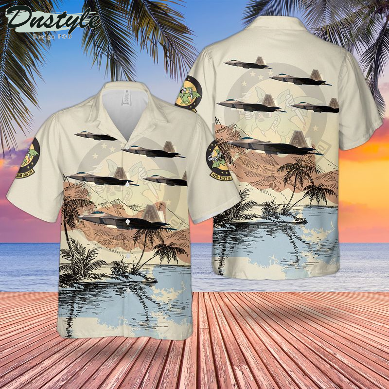 US Air Force 422d Test and Evaluation Squadron Lockheed Martin F-22A Block 30 Raptor 06-4124 Hawaiian Shirt