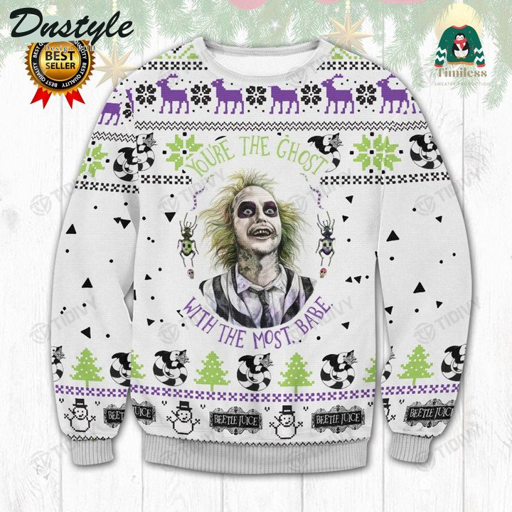 Beetlejuice You’re The Ghost With The Most Babe Halloween 2022 Ugly Christmas Sweater