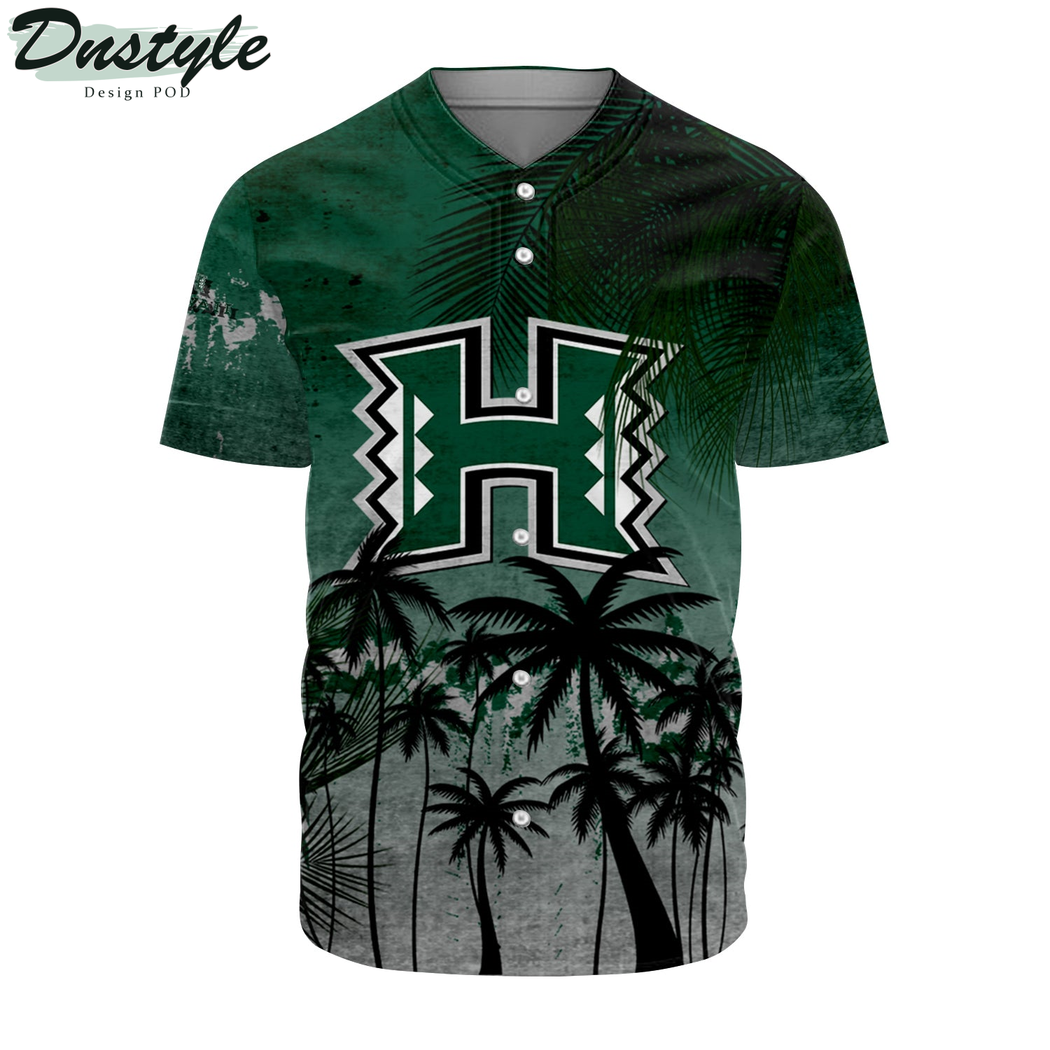 Hawaii Rainbow Warriors Coconut Tree Tropical Grunge Baseball Jersey