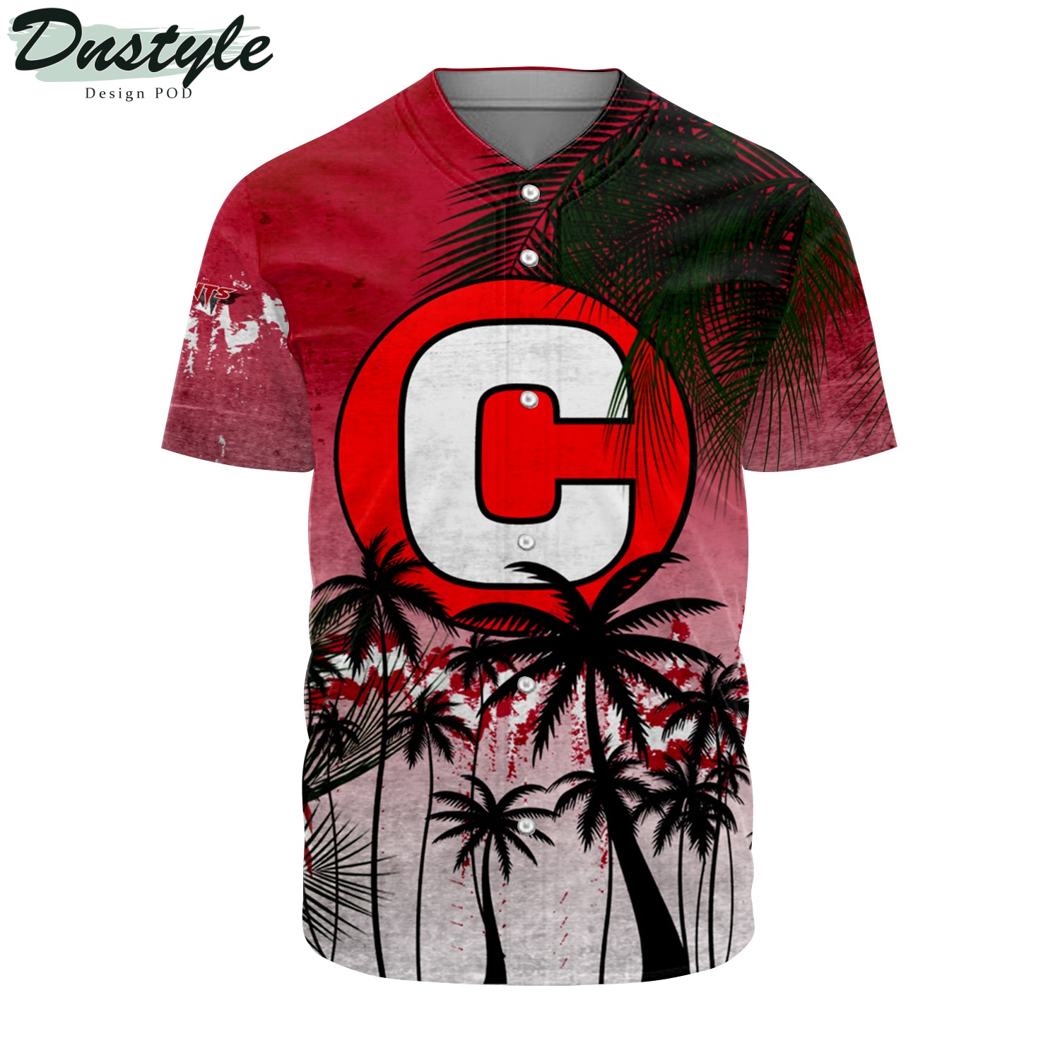 College of Charleston Cougars Coconut Tree Tropical Grunge Baseball Jersey