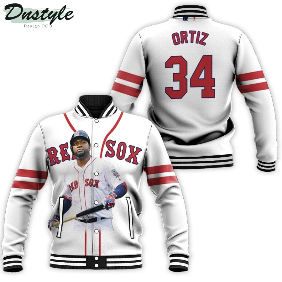 Boston Red Sox David Ortiz 34 Majestic Home Player 2019 White Jersey Baseball Jacket