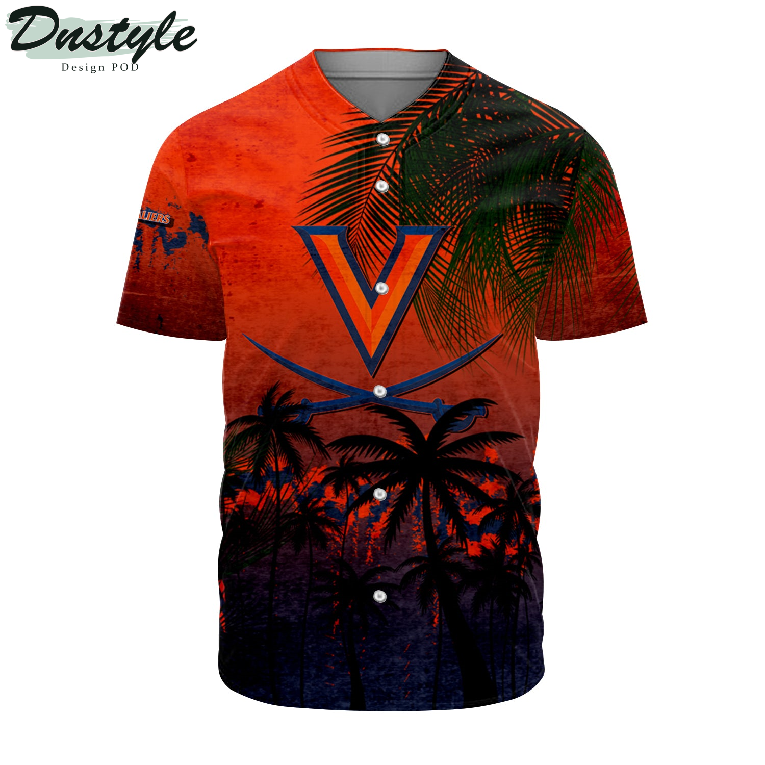 Virginia Cavaliers Baseball Jersey Coconut Tree Tropical Grunge