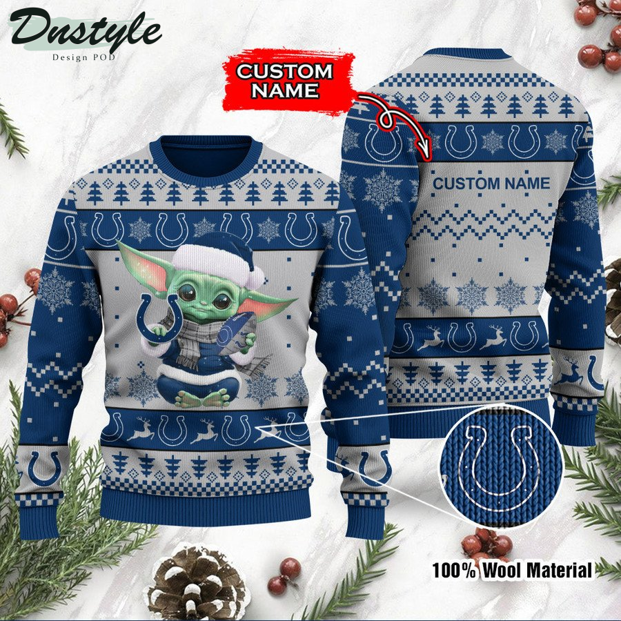 Indianapolis Colts Baby Yoda Custom Name Ugly Christmas Sweater