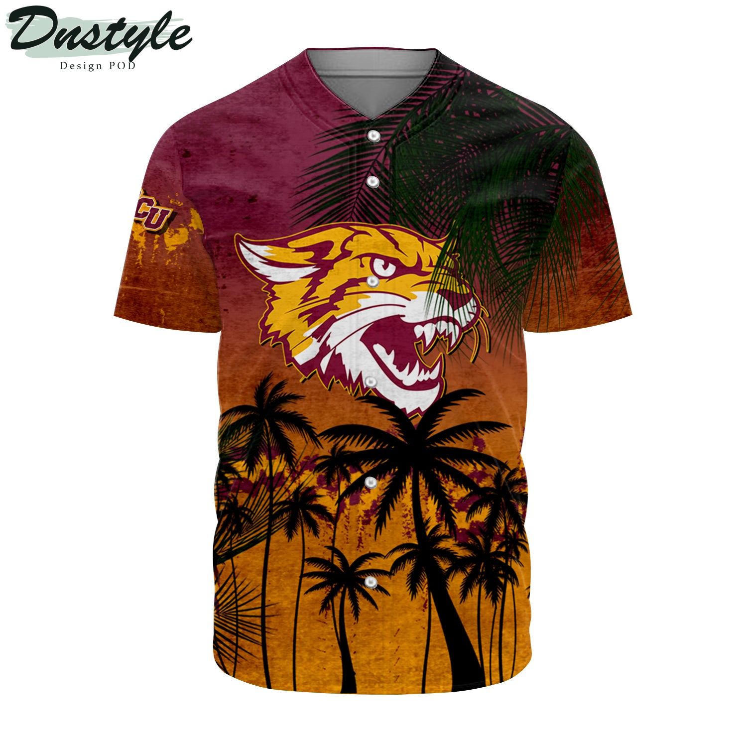 Binghamton Bearcats Coconut Tree Tropical Grunge Baseball Jersey