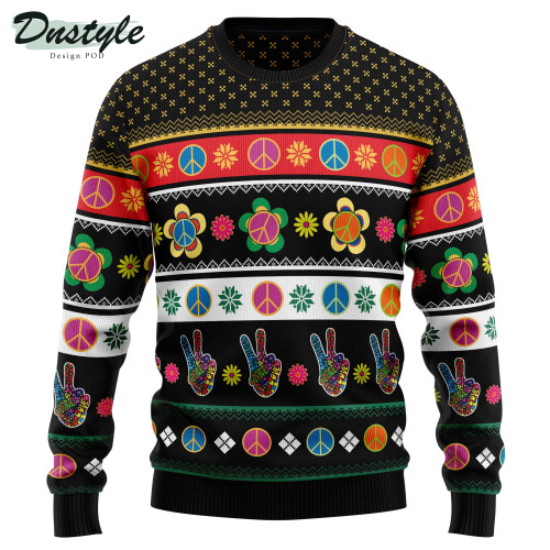 Hippie Peace Sign Ugly Christmas Sweater