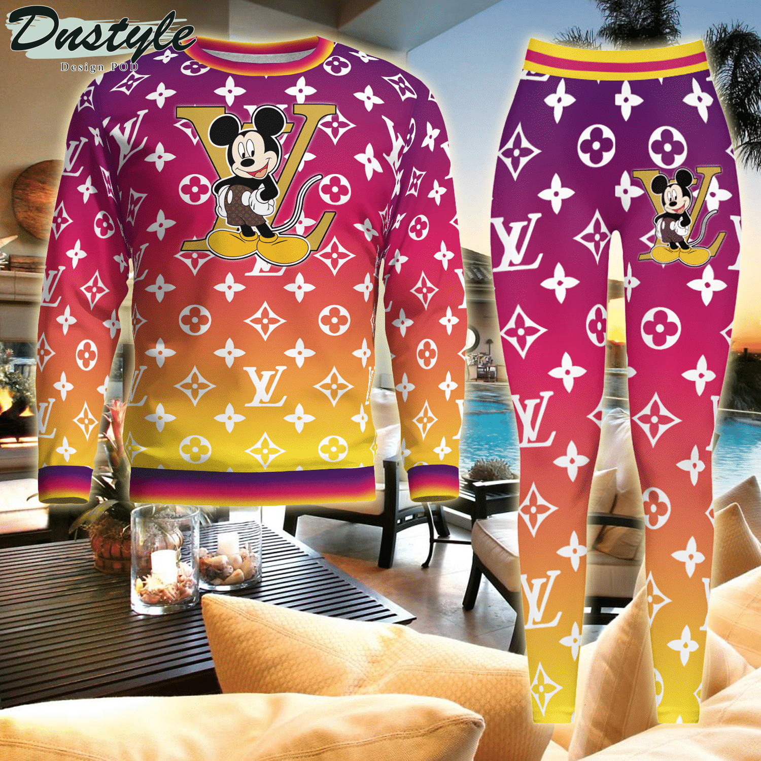 Louis Vuitton Mickey ugly sweater and legging