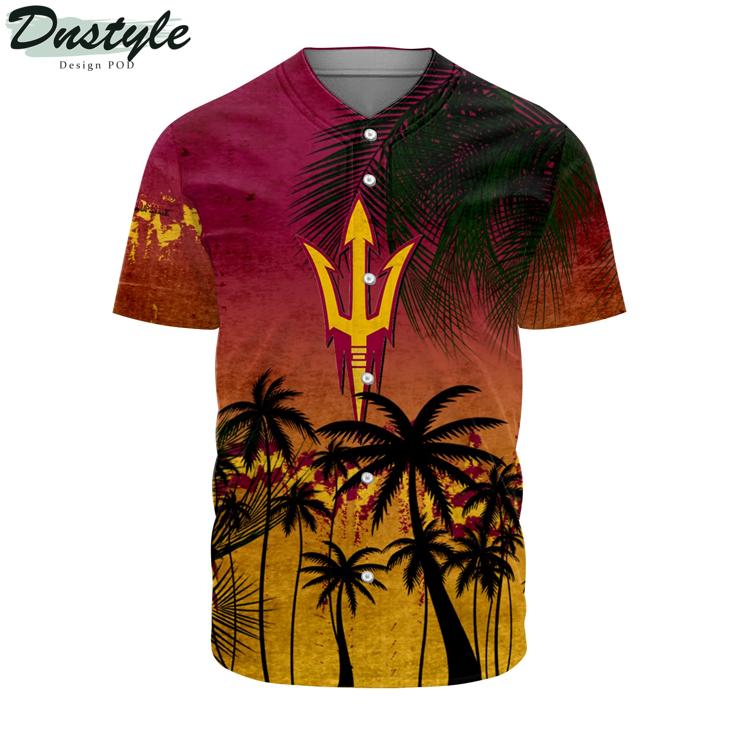 Arizona Wildcats Coconut Tree Tropical Grunge Baseball Jersey