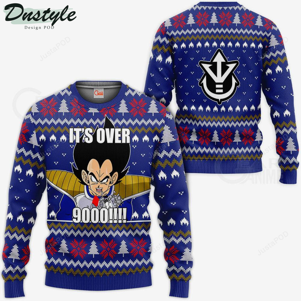 Vegeta Its Over 9000 Funny Dbz Xmas Gift Ugly Christmas Wool Sweater
