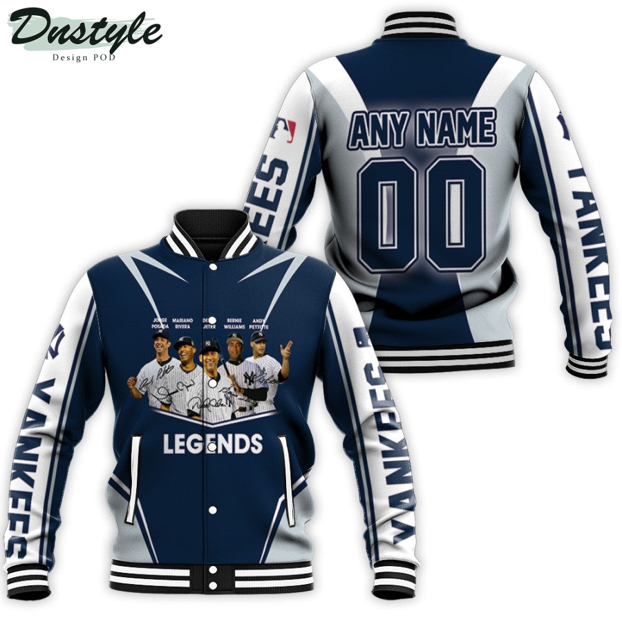 New York Yankees Legends Team Signed MLB Custom Number Name Baseball Jacket