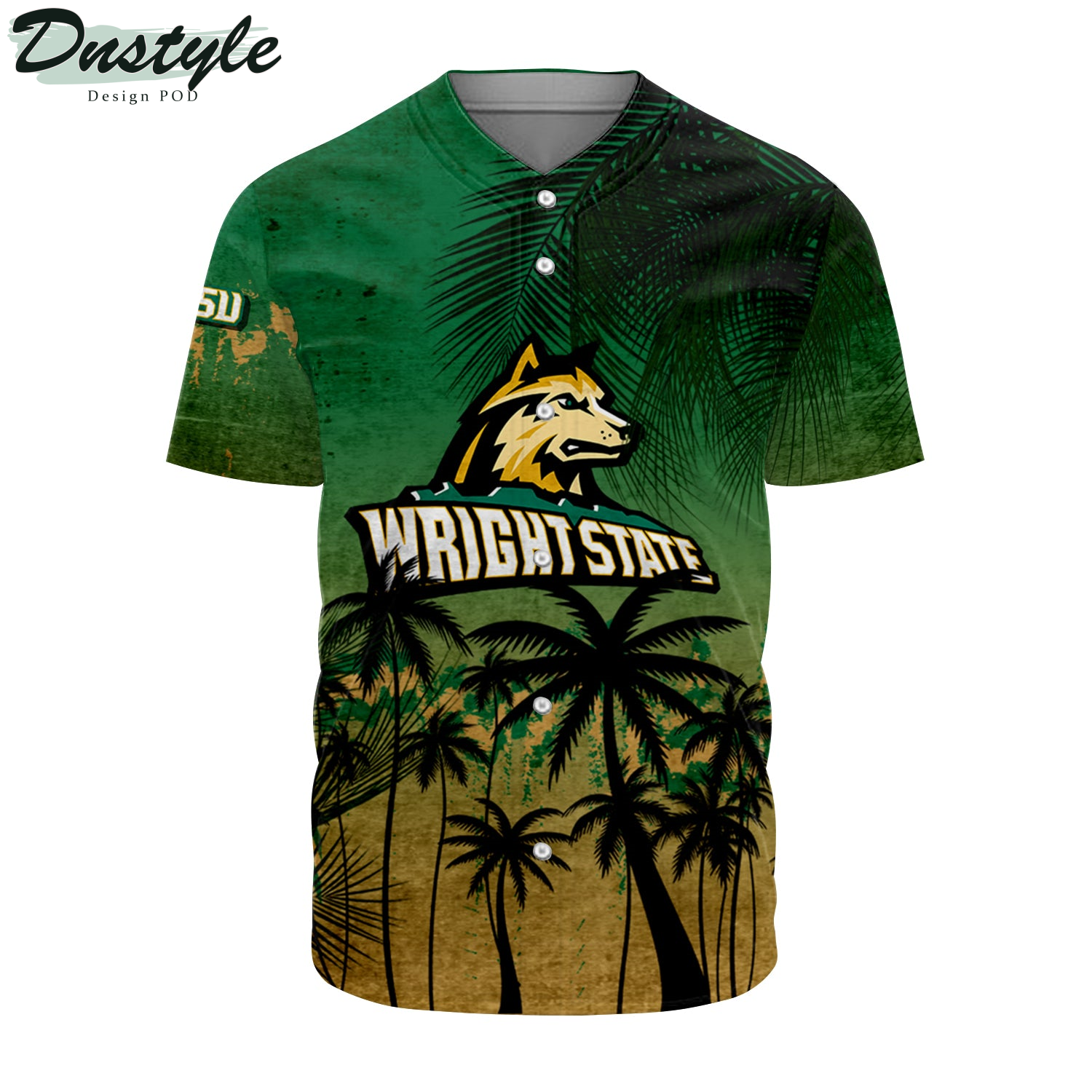 Wright State Raiders Baseball Jersey Coconut Tree Tropical Grunge