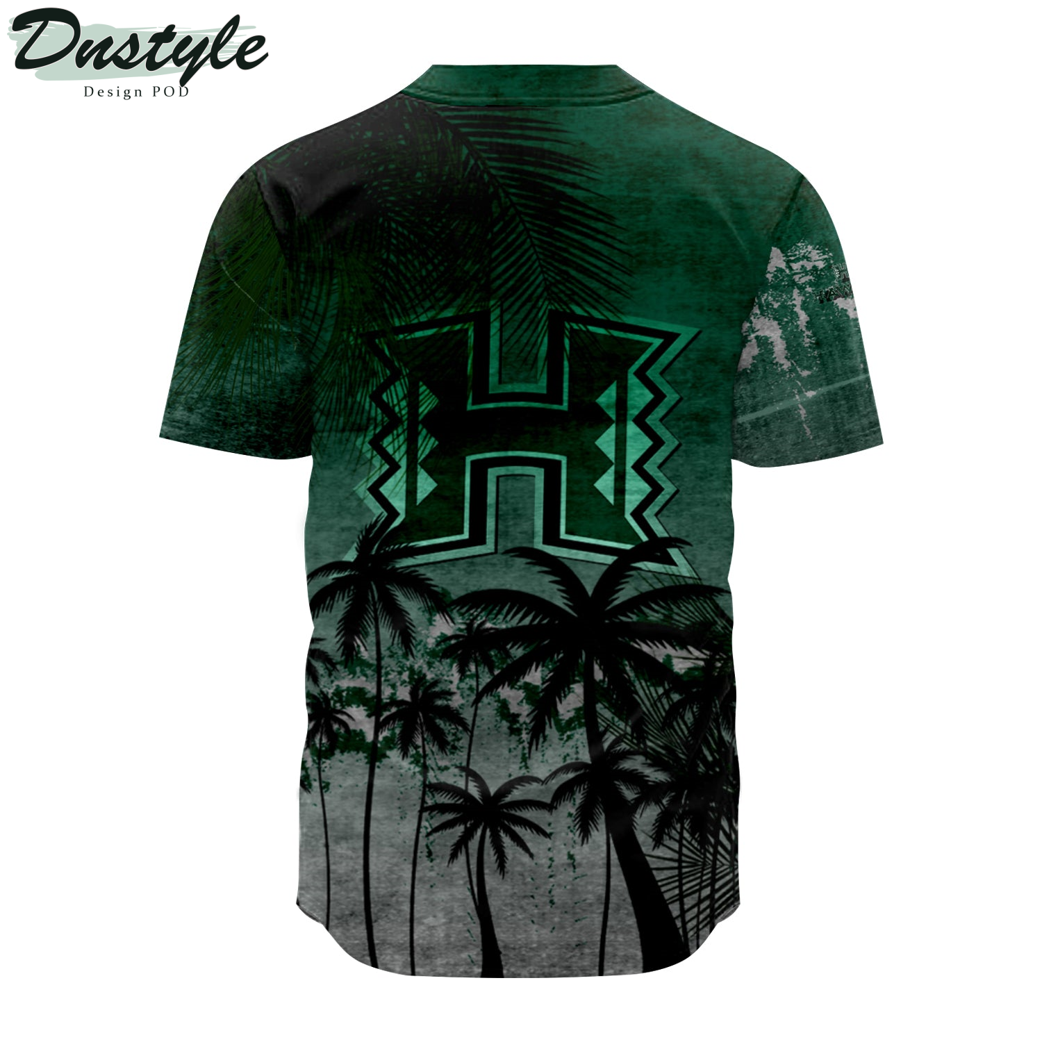 Hawaii Rainbow Warriors Coconut Tree Tropical Grunge Baseball Jersey