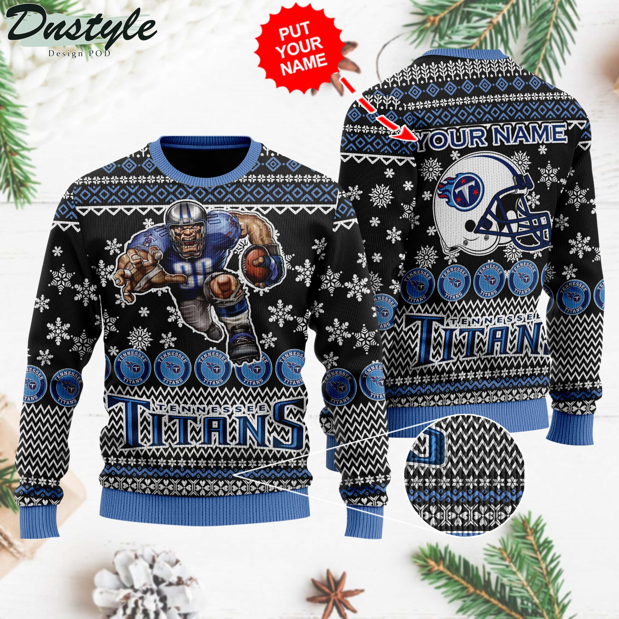 NFL Tennessee Titans Ugly Wool Custom Name Sweater
