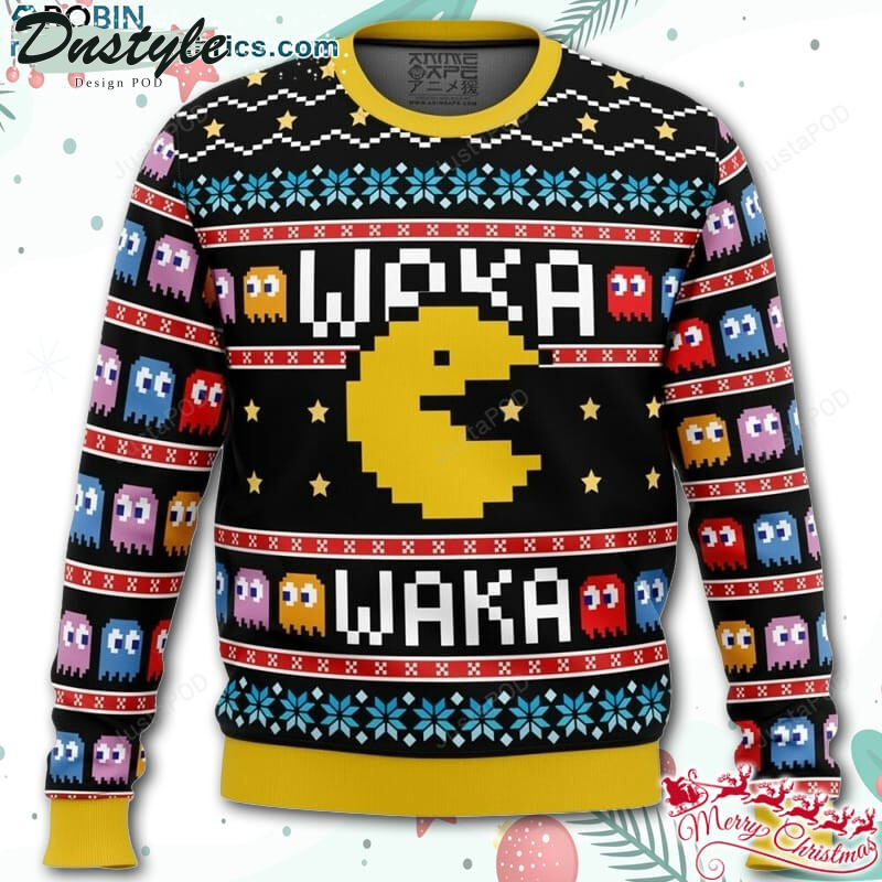 Waka Waka Pac Man Ugly Christmas Wool Sweater