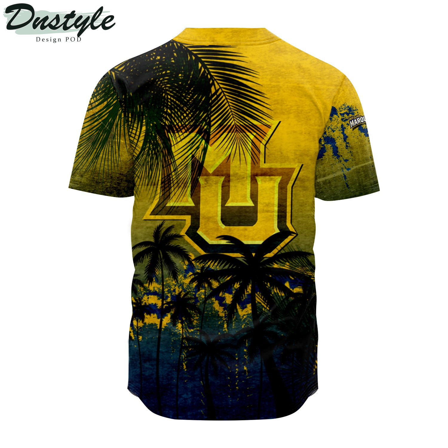 Marquette Golden Eagles Coconut Tree Tropical Grunge Baseball Jersey