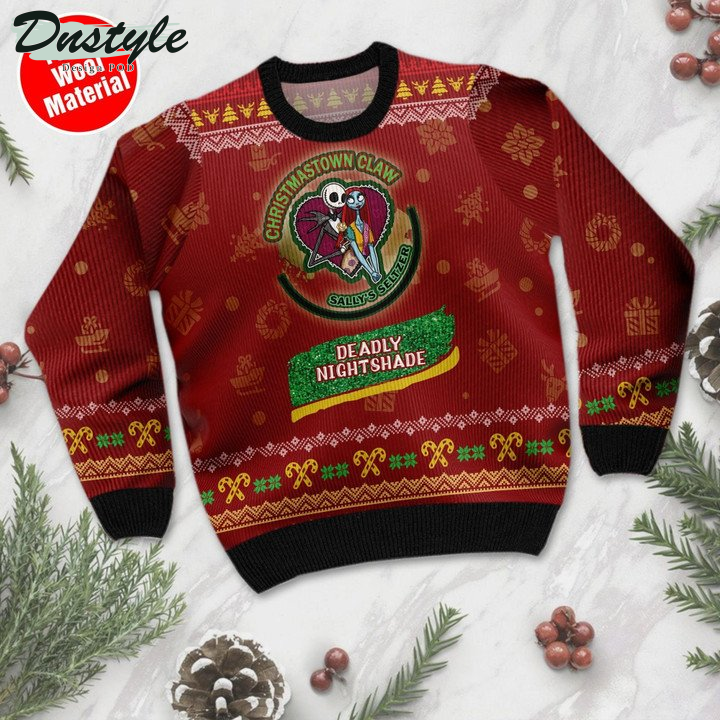 Christmastown Claw Claw Sally's Seltzer Deadly Nightshade Jack Skellington Ugly Sweater