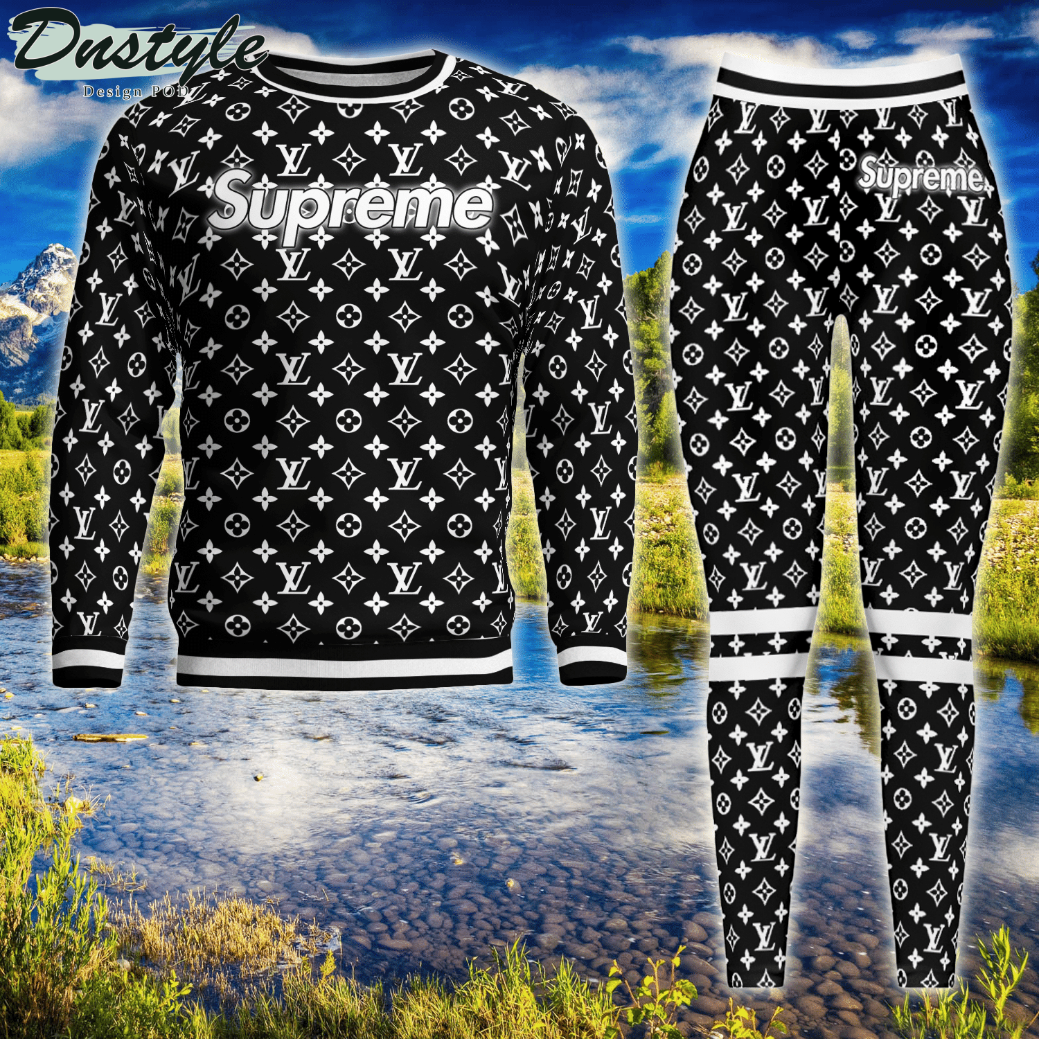 Louis Vuitton Supreme Black ugly sweater and legging