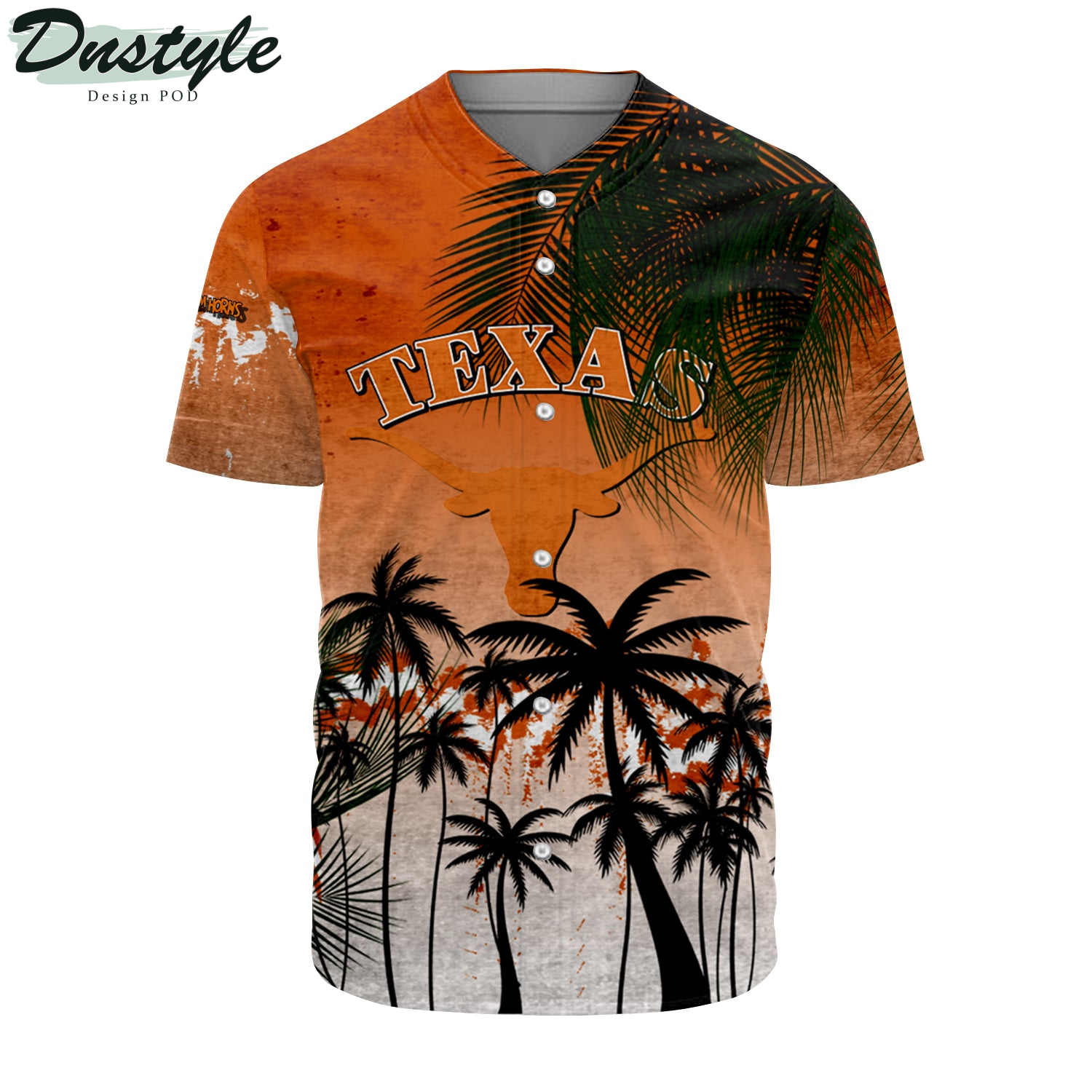 Texas Longhorns Baseball Jersey Coconut Tree Tropical Grunge