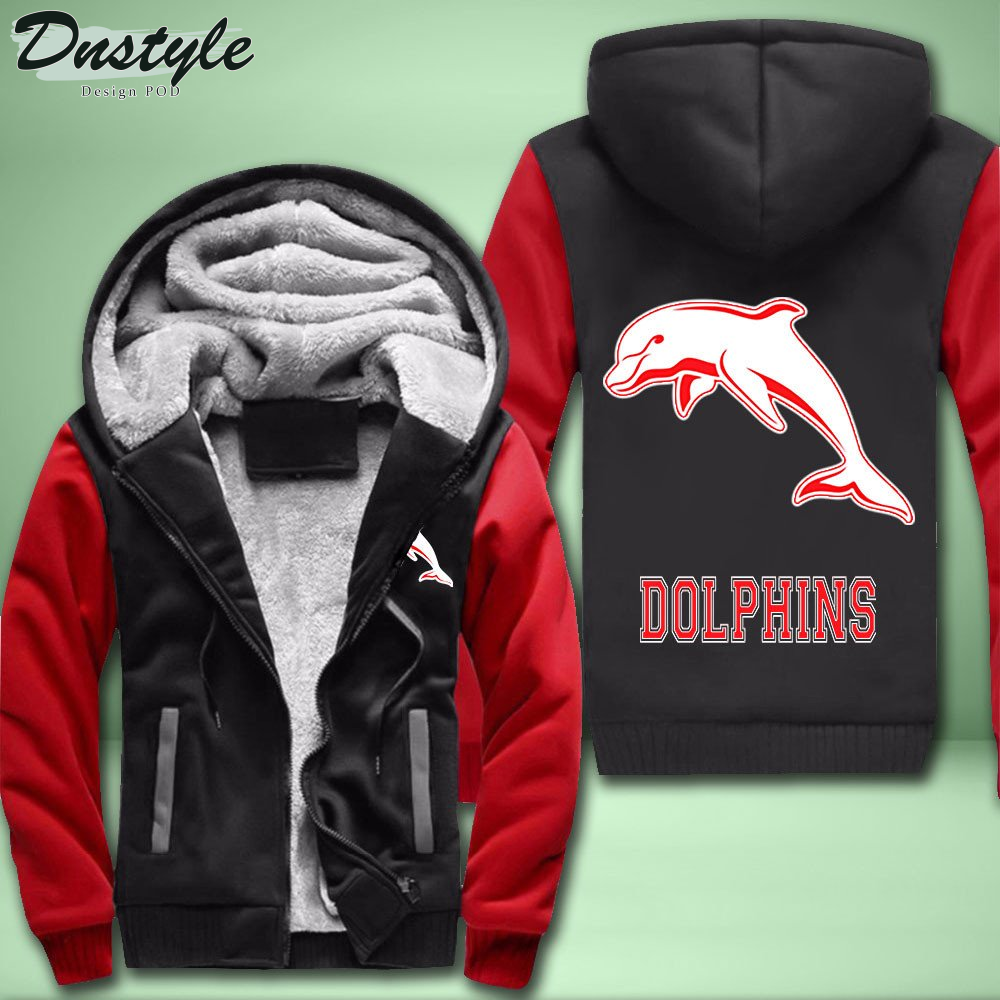 Dolphins Fleece Hoodie Zipper Velvet