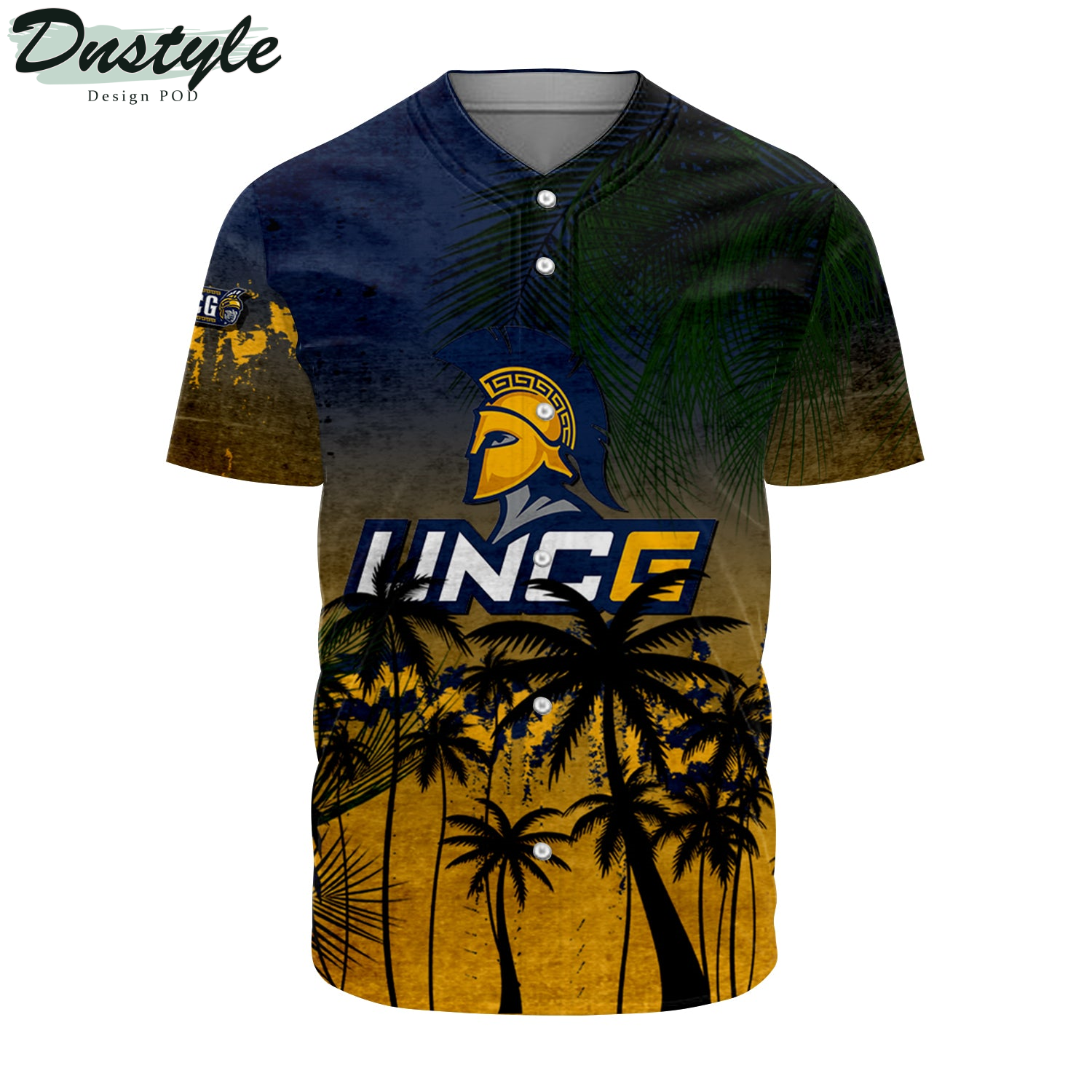 UNC Greensboro Spartans Baseball Jersey Coconut Tree Tropical Grunge