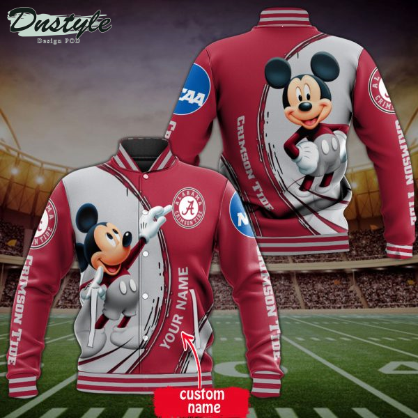 Alabama Crimson Tide Mickey Custom Name Baseball Jacket