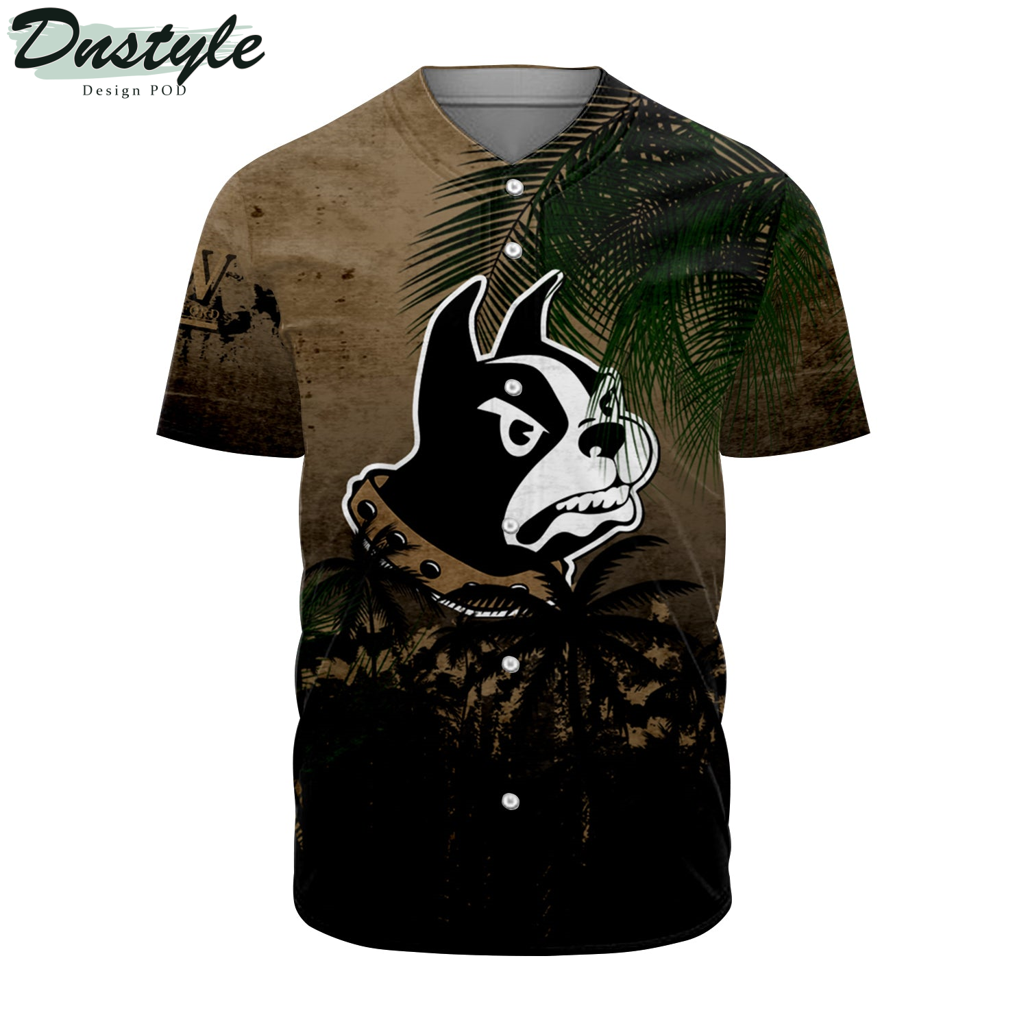 Wofford Terriers Baseball Jersey Coconut Tree Tropical Grunge