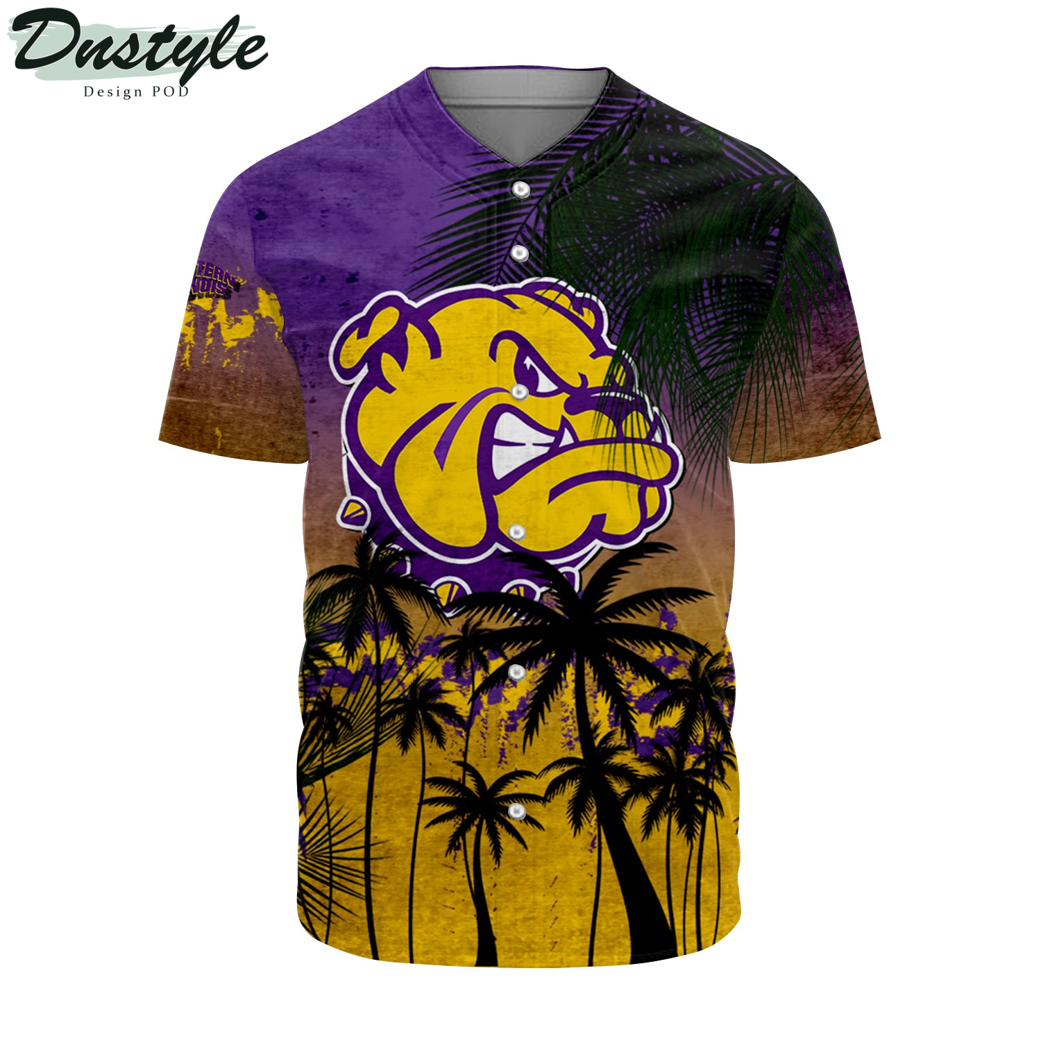 Western Illinois Leathernecks Baseball Jersey Coconut Tree Tropical Grunge