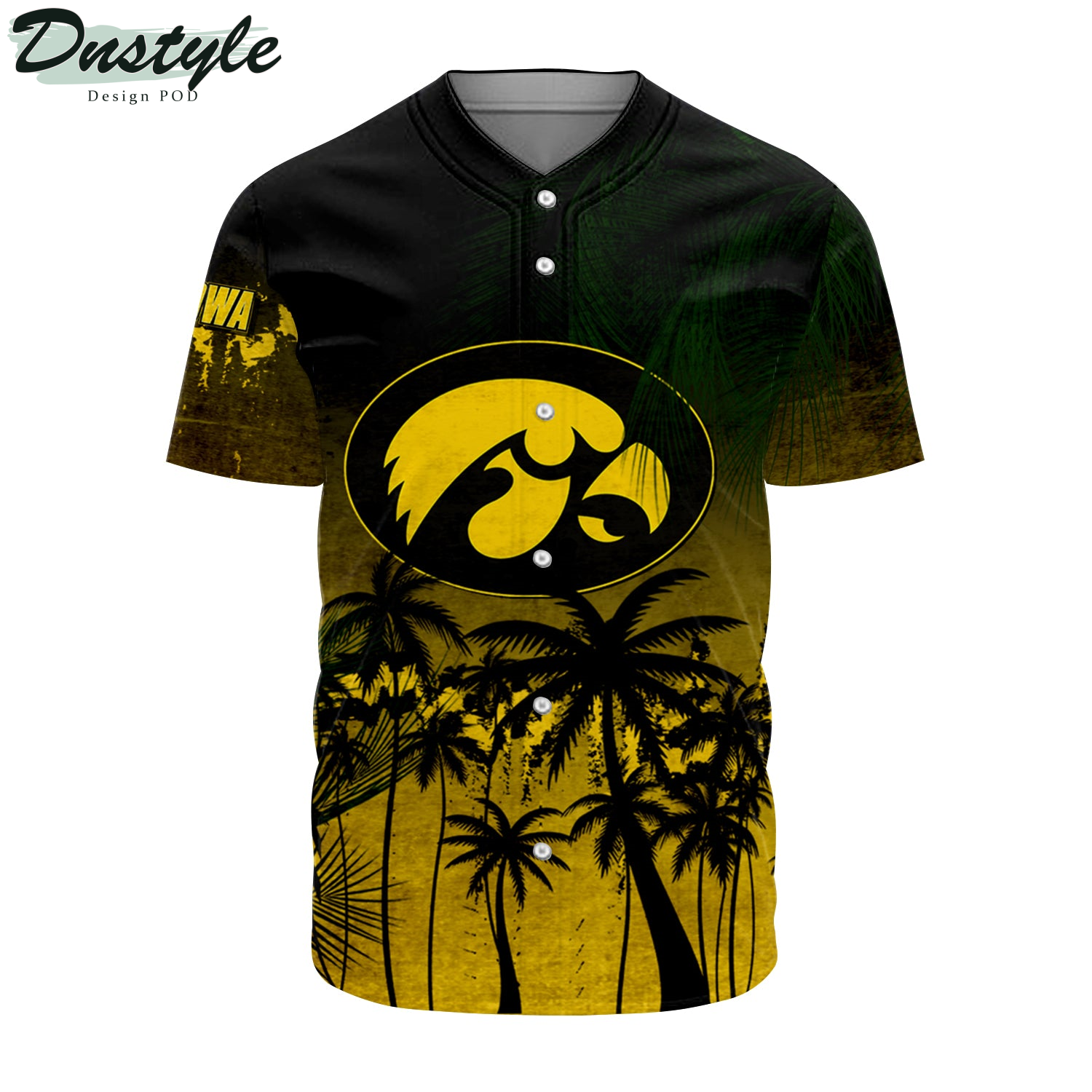 Iowa Hawkeyes Coconut Tree Tropical Grunge Baseball Jersey