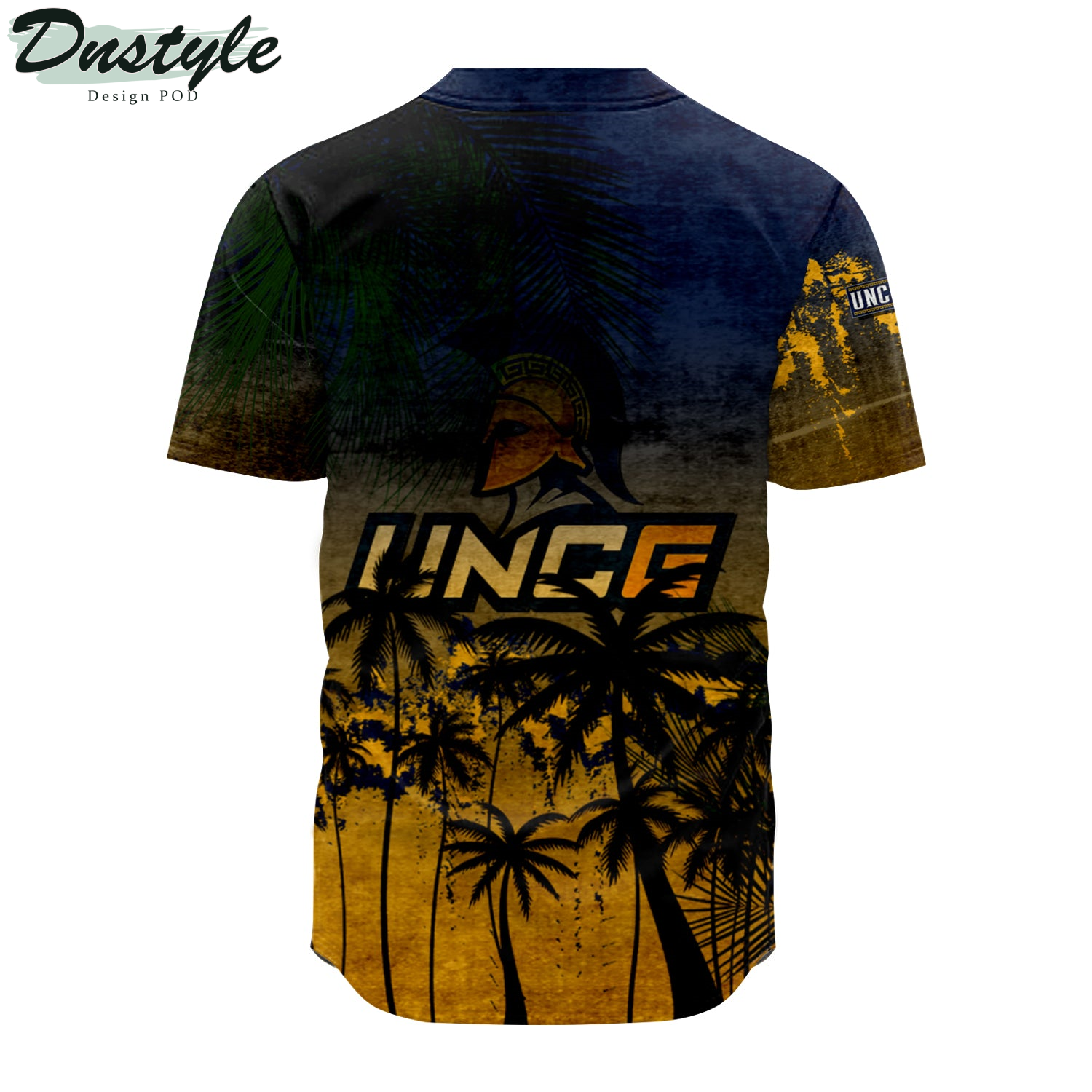 UNC Greensboro Spartans Baseball Jersey Coconut Tree Tropical Grunge